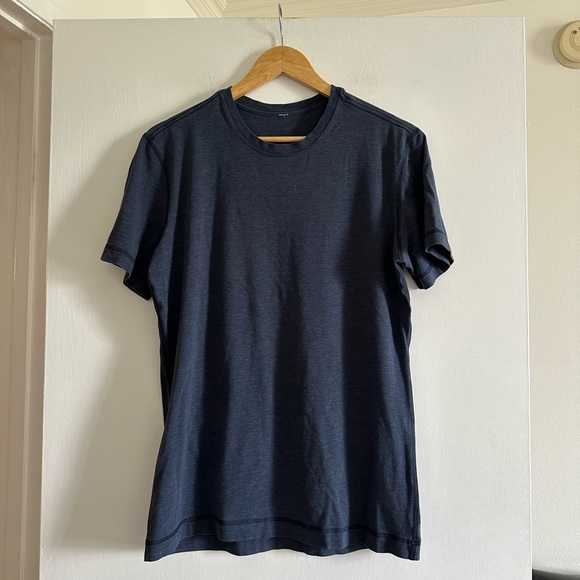 Lululemon Athletica Men’s 5 Year Basic Tee Short Sleeve Heathered Nautical Navy - Picture 6 of 9